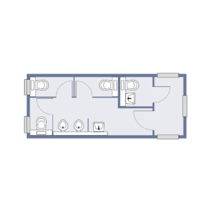 Damen-/Herren-WC mit Flur, Damen-/Herren-WC mit Flur 3 M